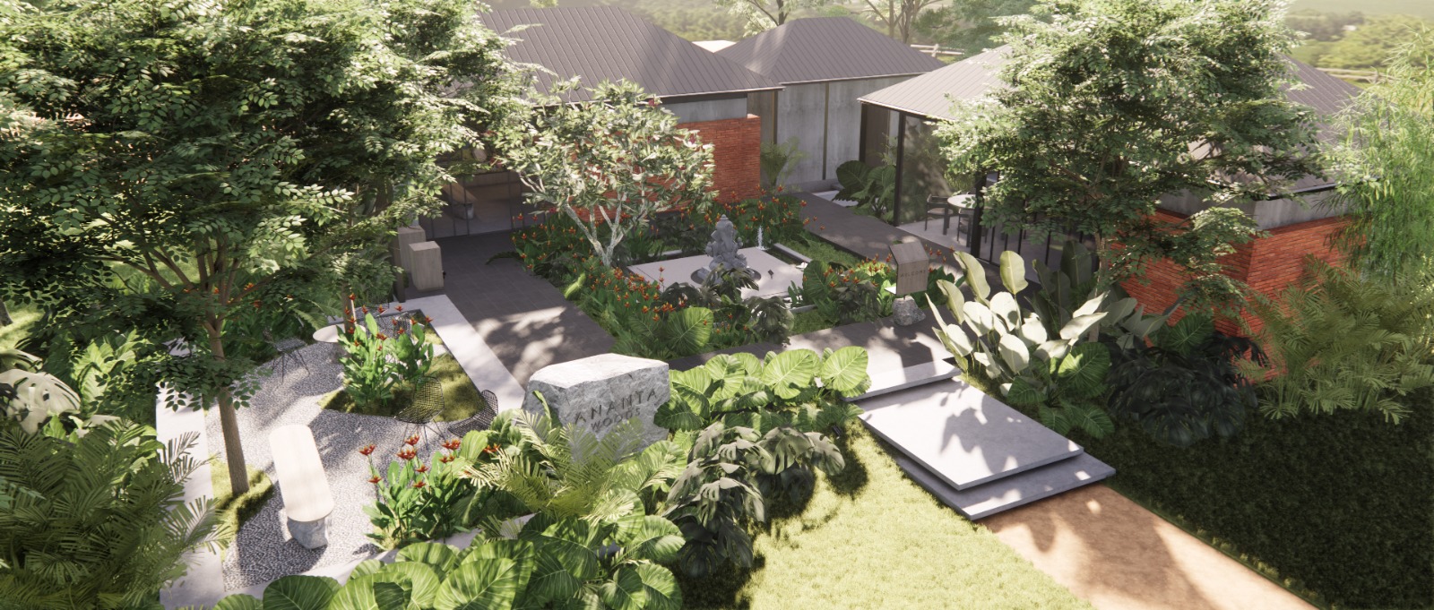 Aerial view of the courtyard