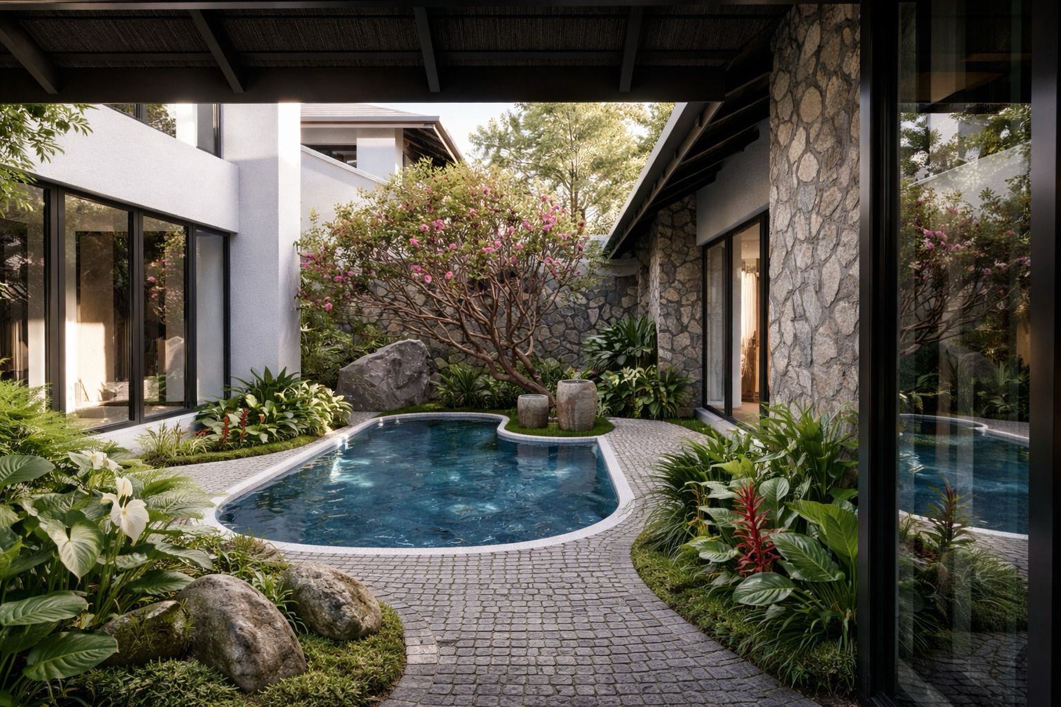 Forest Pool Villa — courtyard by day